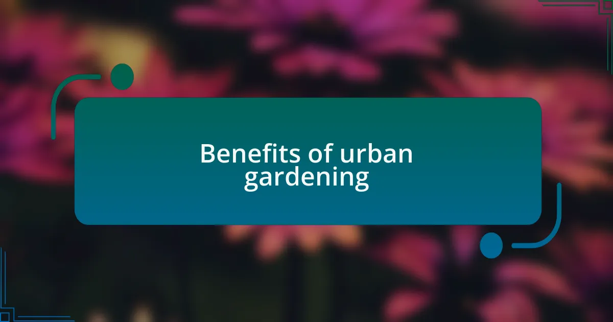 Benefits of urban gardening