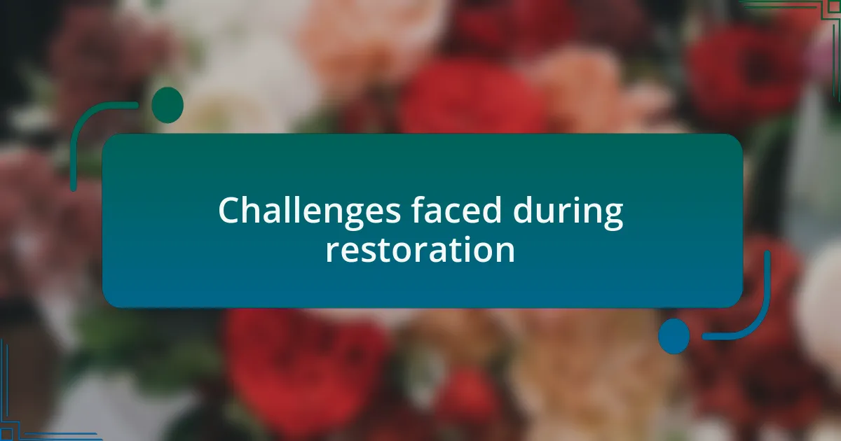 Challenges faced during restoration