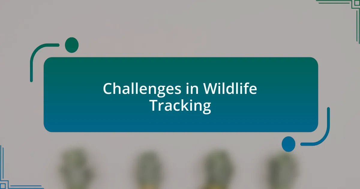 Challenges in Wildlife Tracking