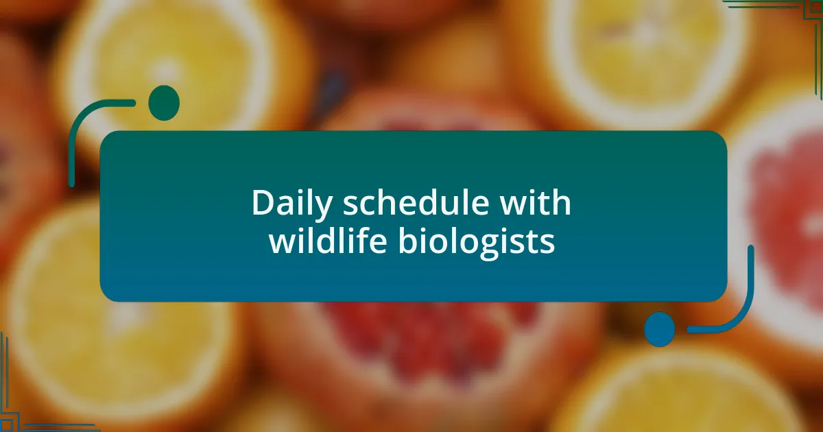Daily schedule with wildlife biologists