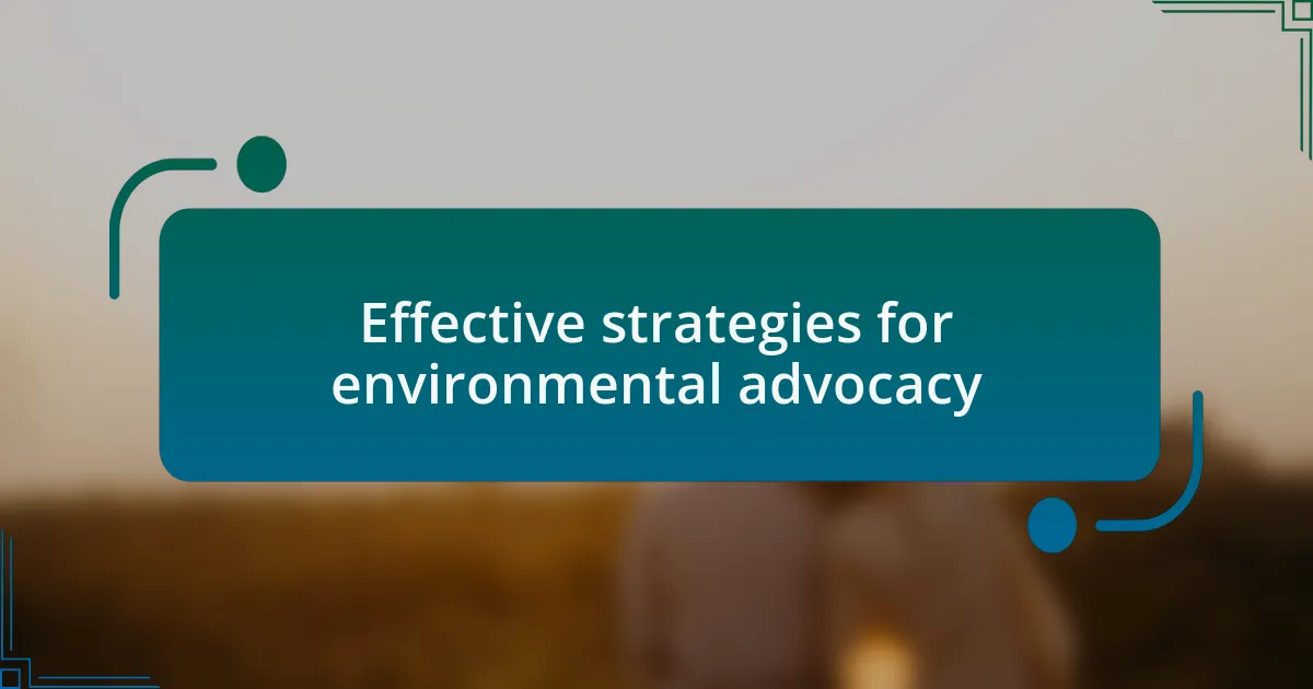Effective strategies for environmental advocacy