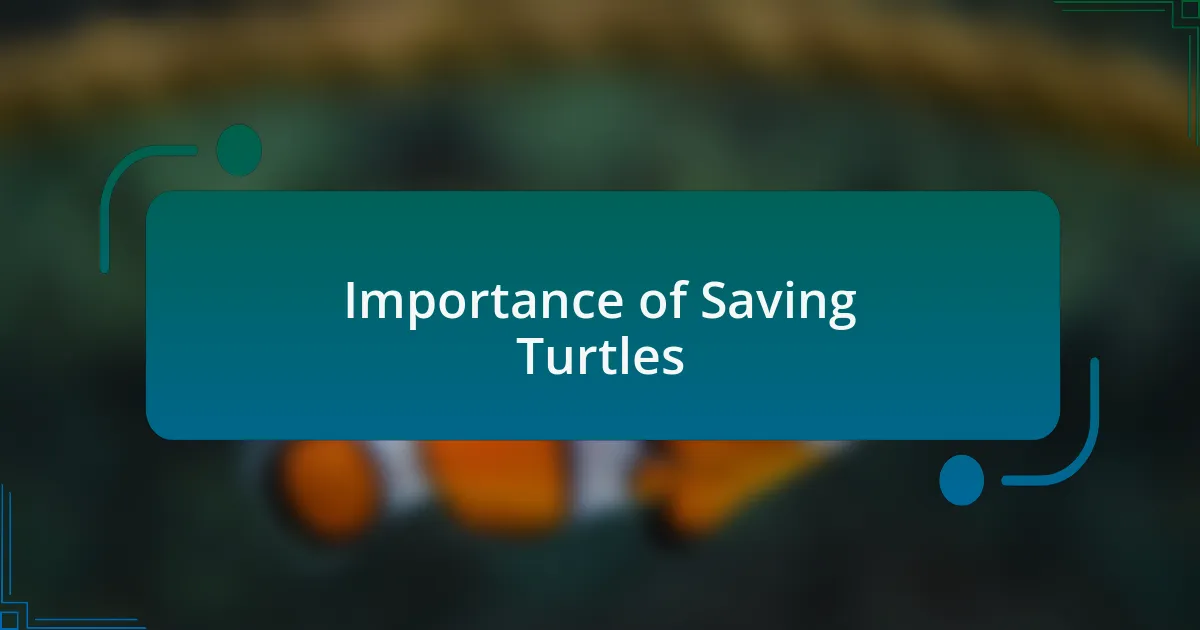 Importance of Saving Turtles
