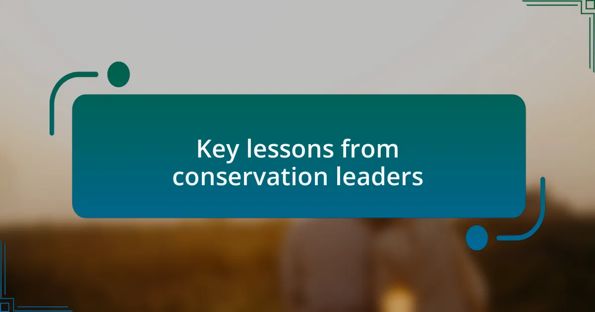 Key lessons from conservation leaders