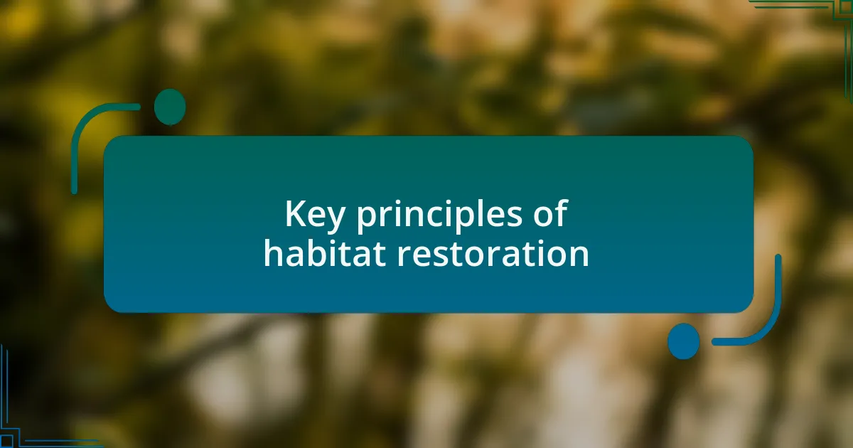 Key principles of habitat restoration