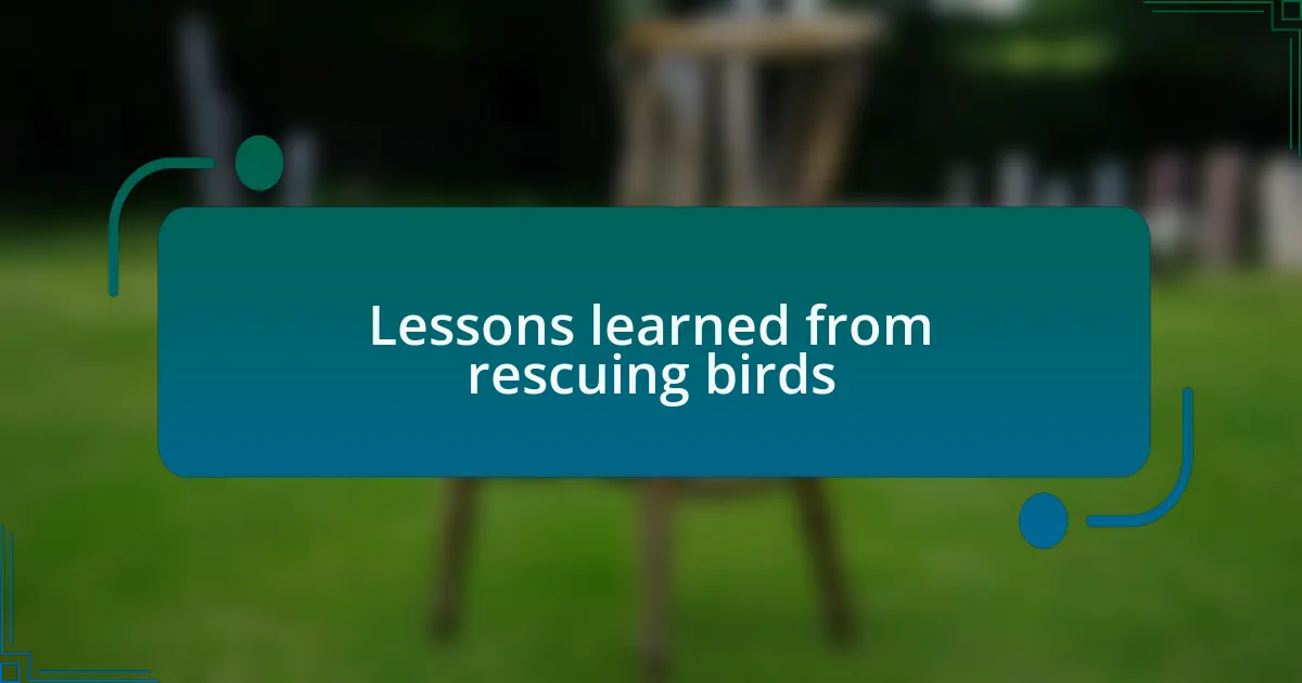 Lessons learned from rescuing birds
