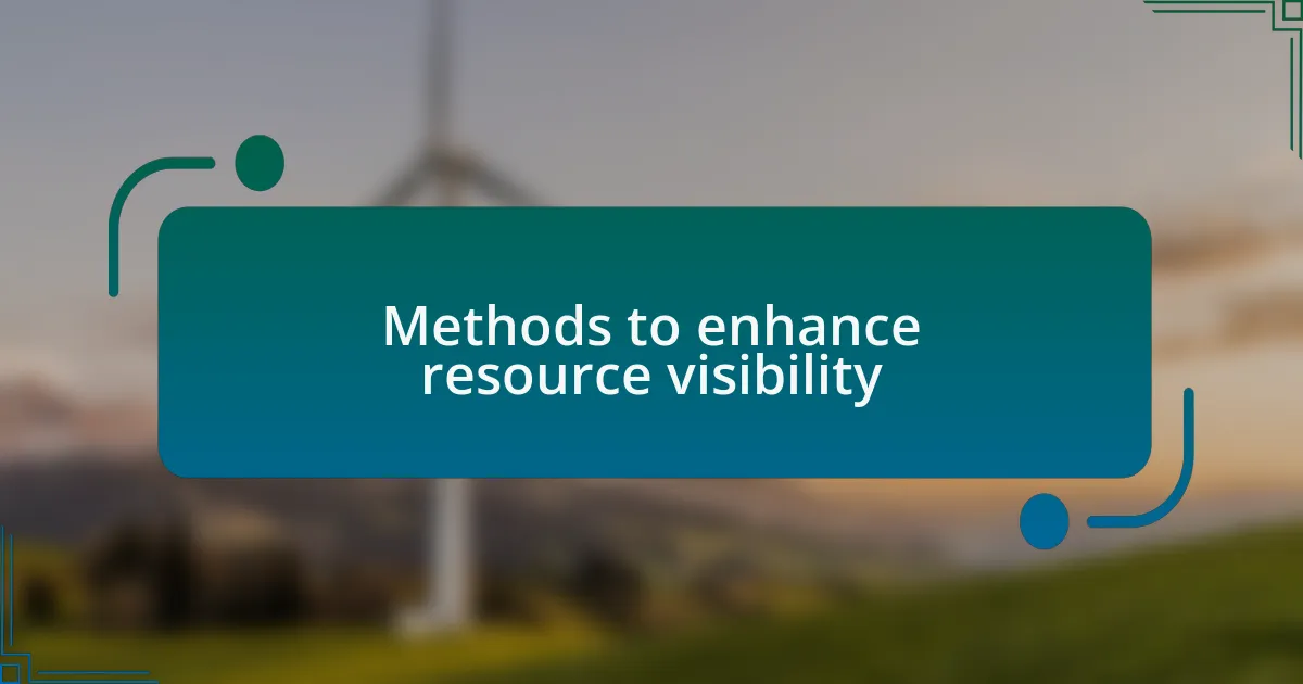 Methods to enhance resource visibility