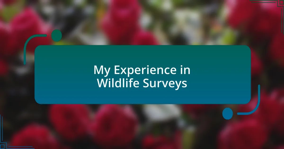 My Experience in Wildlife Surveys