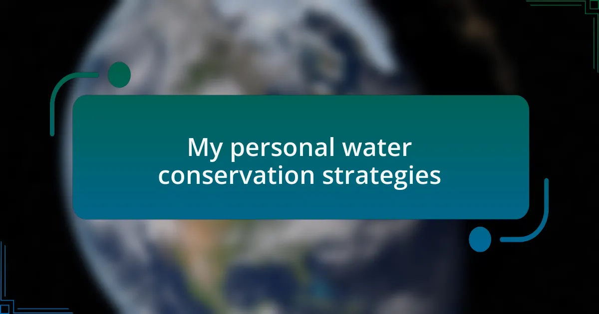 My personal water conservation strategies