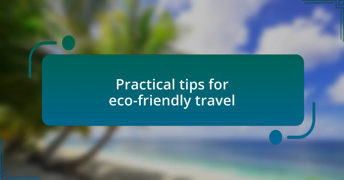 Practical tips for eco-friendly travel