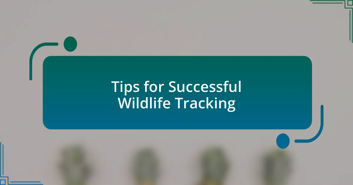 Tips for Successful Wildlife Tracking