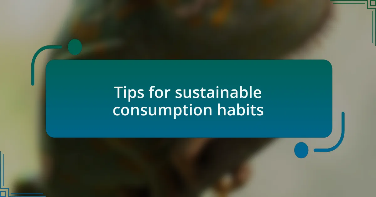Tips for sustainable consumption habits