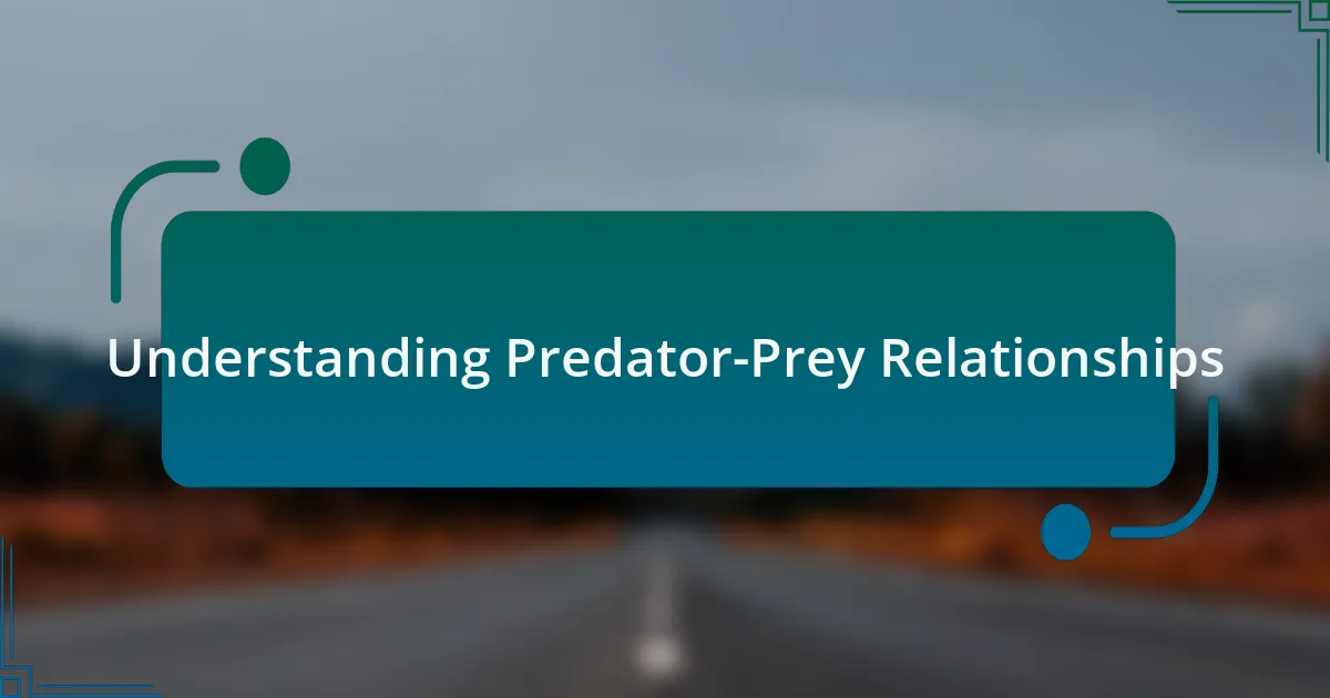 Understanding Predator-Prey Relationships
