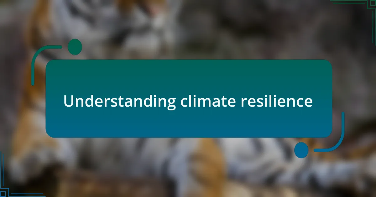 Understanding climate resilience