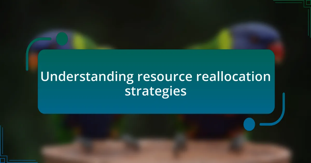 Understanding resource reallocation strategies