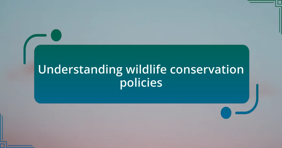 Understanding wildlife conservation policies